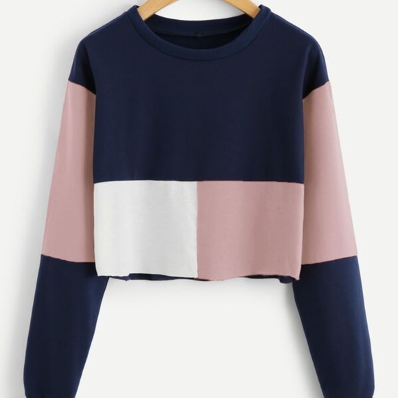 Tops - Long Sleeve Colorblock Crop Top